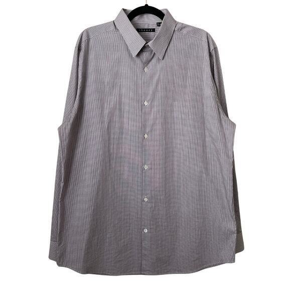 Theory Other - Theory‎ Shirt Mens 17 32-33 White Red Plaid Button Up Long Sleeve Cotton Preppy